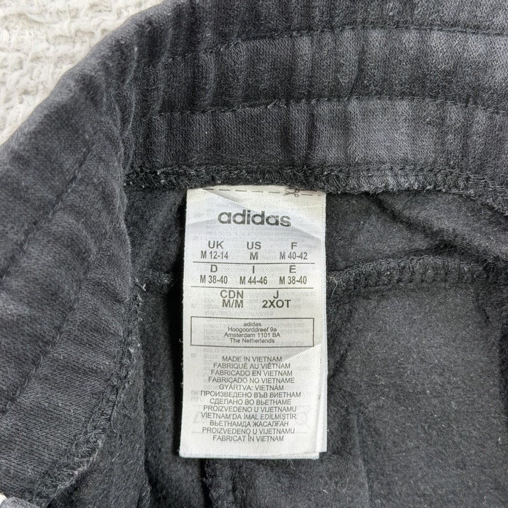Adidas Sweatpants Men Medium Black Fleece Drawstring Pocket Joggers Gym 3 Stripe - Picture 3 of 8